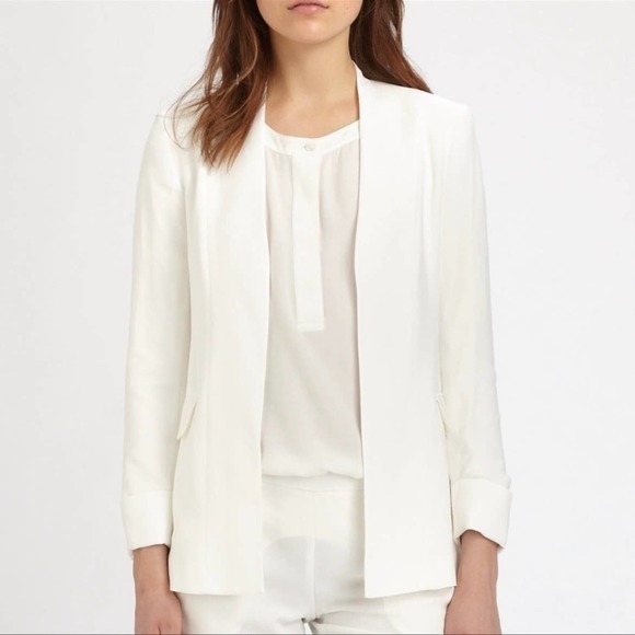 Theory Jackets & Blazers - Theory Tivona Off-White Open Front Long Length Blazer - size 10